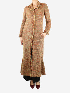 Chanel Rust tweed long coat - size UK 8