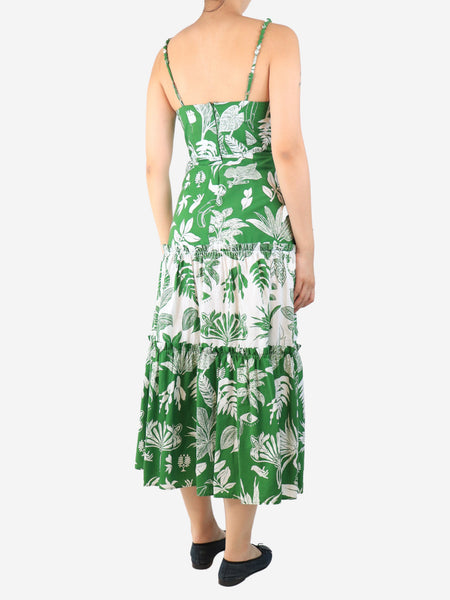 Green floral printed cotton midi dress - size S alternate image