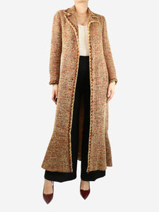 Chanel Rust tweed long coat - size UK 8