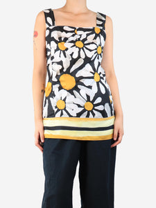 Marni Black daisy-print cami top - size UK 8