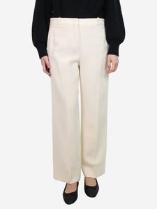 Loro Piana Cream straight-leg cropped trousers - size UK 12