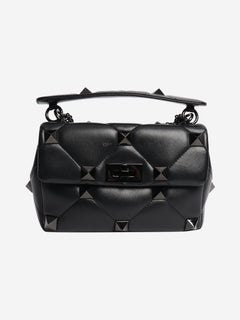 Black leather roman stud cross-body bag Cross-body Bags Valentino 