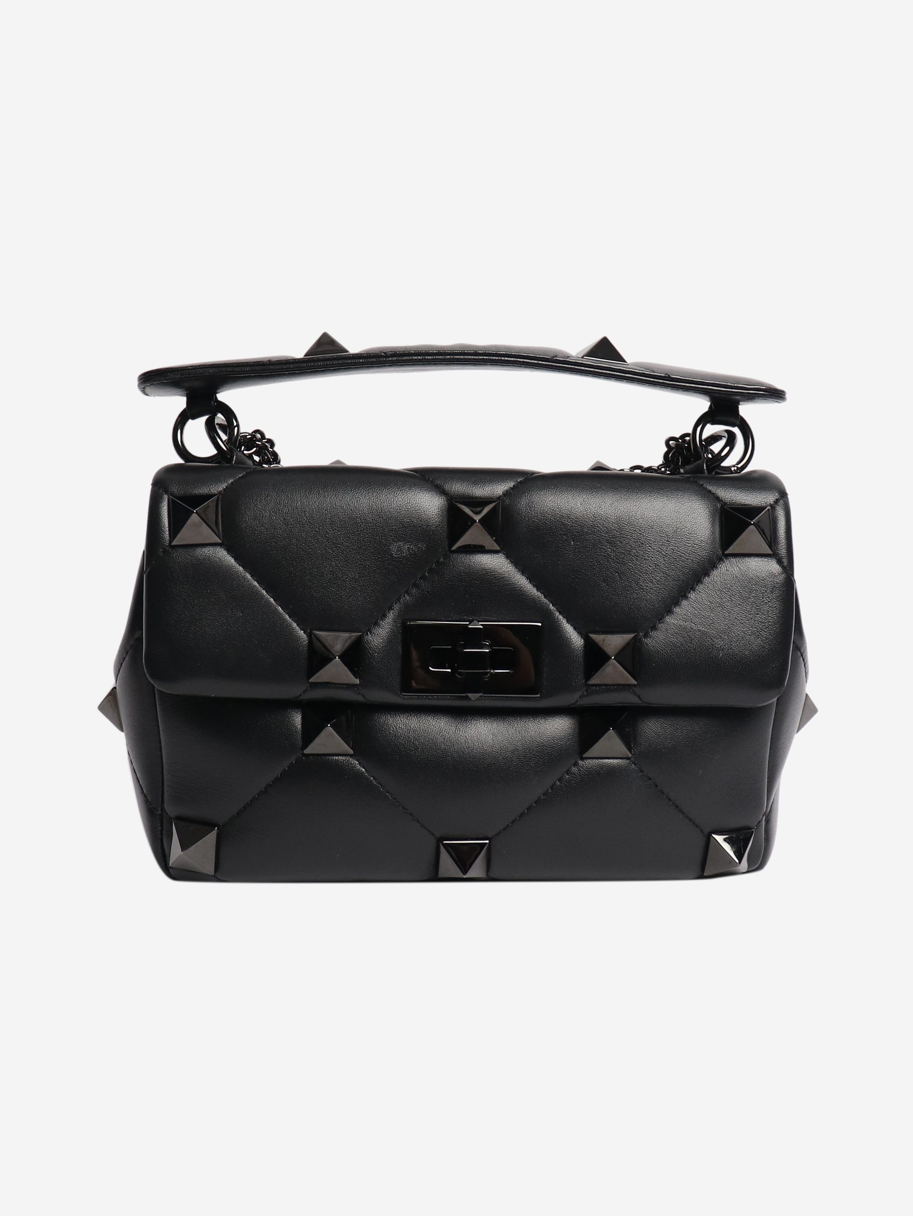 Black leather roman stud cross-body bag Cross-body Bags Valentino 