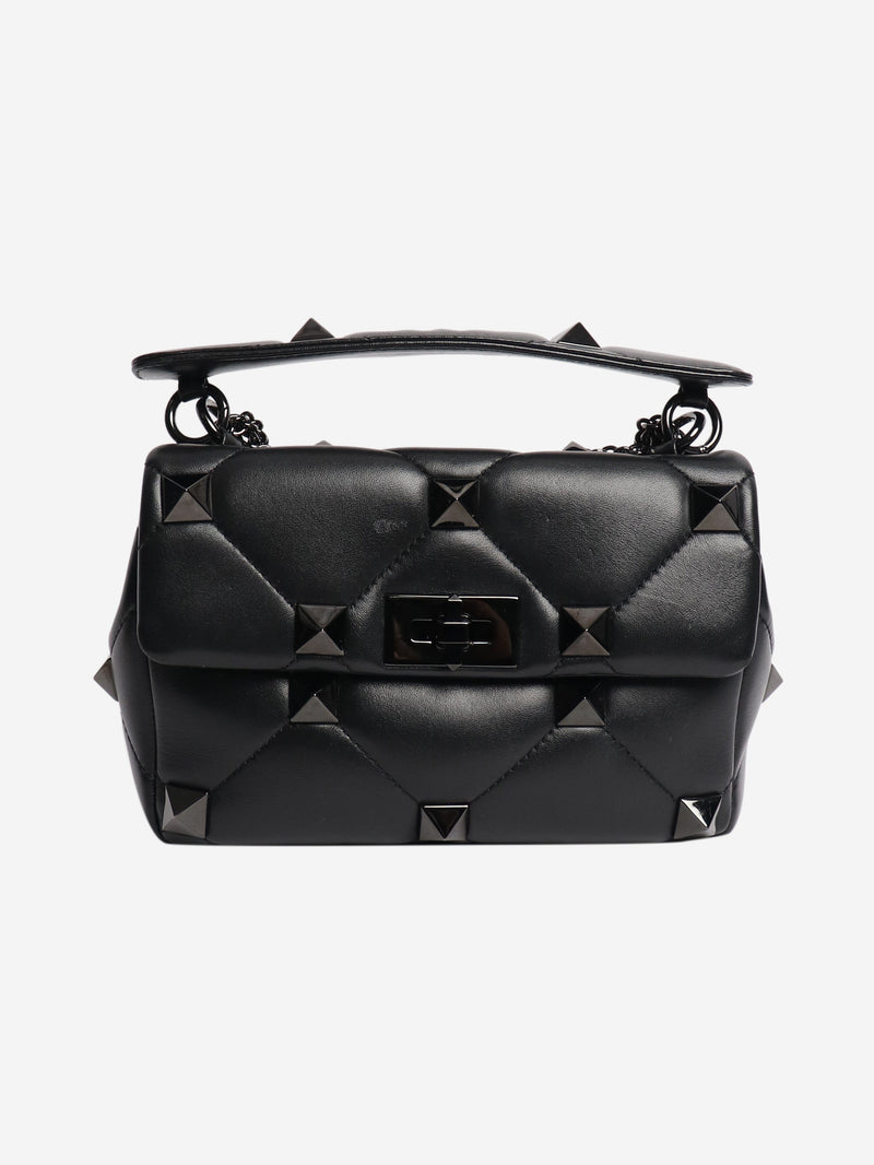 Black leather roman stud cross-body bag Cross-body Bags Valentino 
