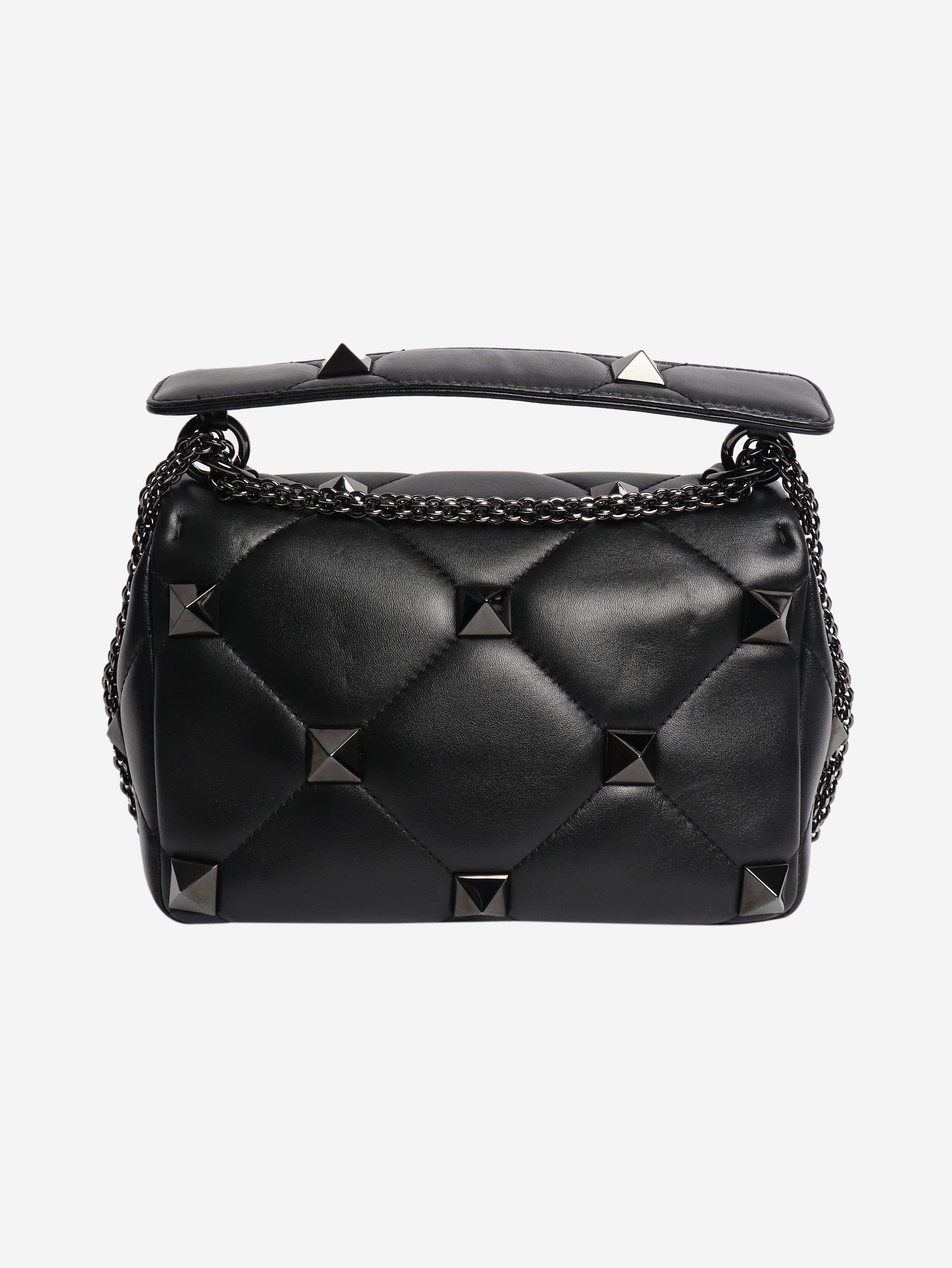 Black leather roman stud cross-body bag Cross-body Bags Valentino 