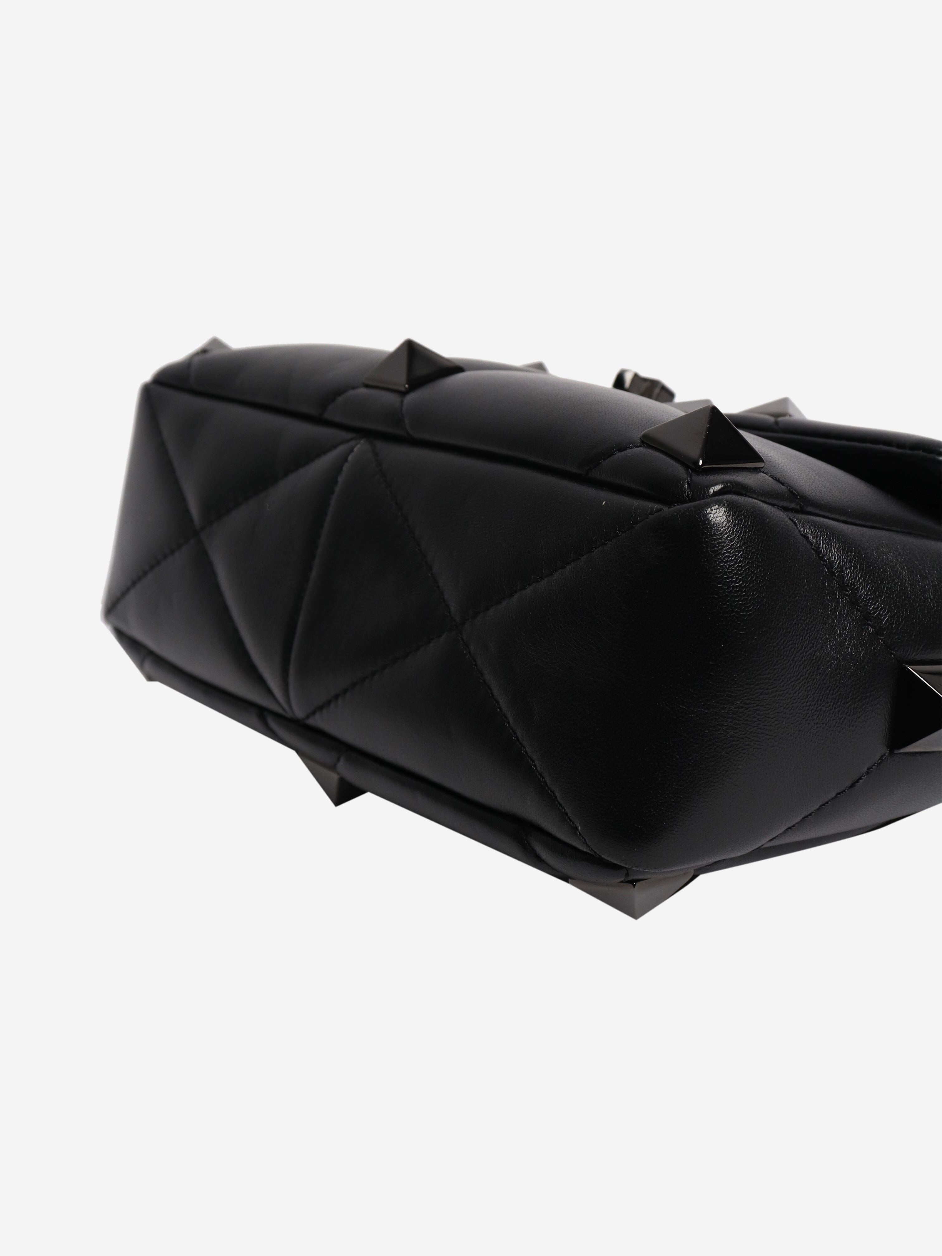 Black leather roman stud cross-body bag Cross-body Bags Valentino 
