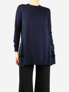 Prada Navy wool long-sleeve top  - size UK 8