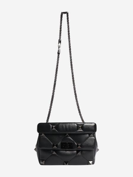 Black leather roman stud cross-body bag alternate image