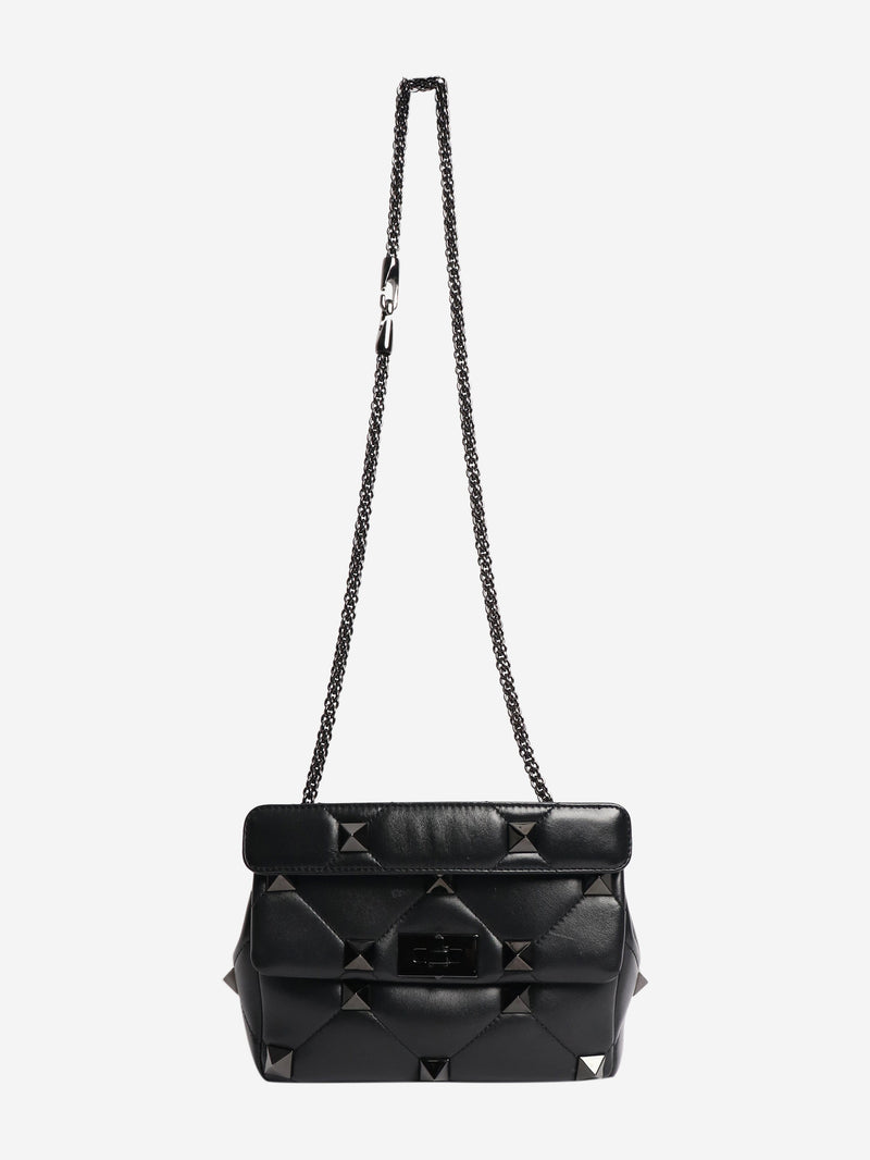 Black leather roman stud cross-body bag Cross-body Bags Valentino 