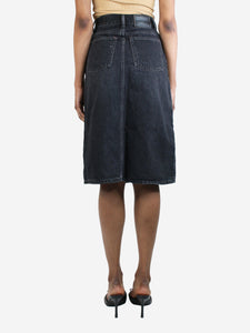 Acne Studios Black washed denim A-line skirt - size UK 4