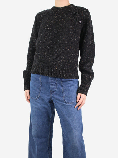 Black speckled shoulder-button jumper - size UK 10 Knitwear Margaret Howell 