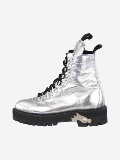 Silver metallic lace-up combat boots - size EU 37 Boots Off White 
