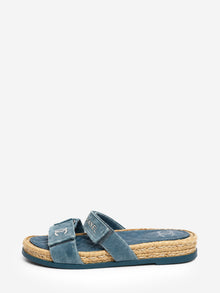 Blue velvet CC espadrille slide sandals - size EU 40 Flat Shoes Chanel 
