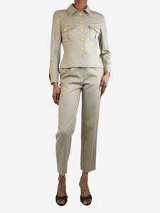 Chanel Beige wool jacket and trouser set - size UK 8