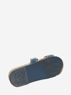 Blue velvet CC espadrille slide sandals - size EU 40 Flat Shoes Chanel 