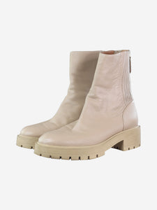 Aquazzura Beige Saint Honore zipped leather ankle boots - size EU 41