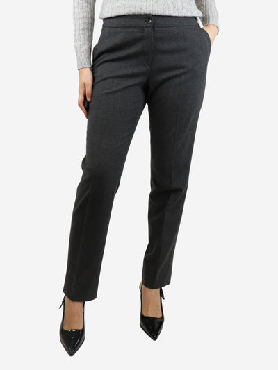 Grey wool-blend slim-leg tailored trousers - size UK 12 Trousers Etro 