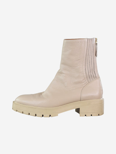 Beige Saint Honore zipped leather ankle boots - size EU 41 Boots Aquazzura 