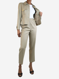 Chanel Beige wool jacket and trouser set - size UK 8