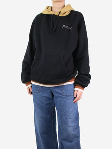 Marni Black and khaki colour block hoodie - size UK 16