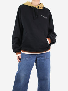 Marni Black and khaki colour block hoodie - size UK 16