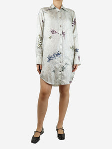 Zadig & Voltaire Grey printed silk shirt dress - size S