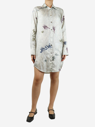 Grey printed silk shirt dress - size S Dresses Zadig & Voltaire 