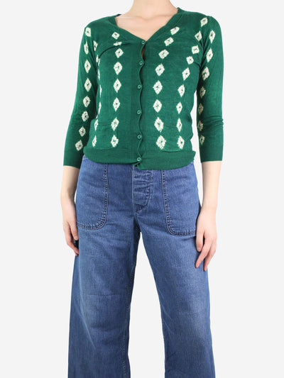 Green diamond patterned cardigan - size M Knitwear Samantha Sung 