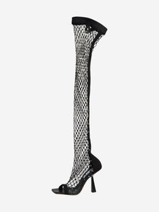 Jimmy Choo Black Mixon 100 thigh high boots - size EU 37 (UK 4)
