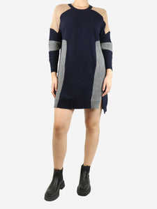 Celine Navy blue panelled long jumper - size S