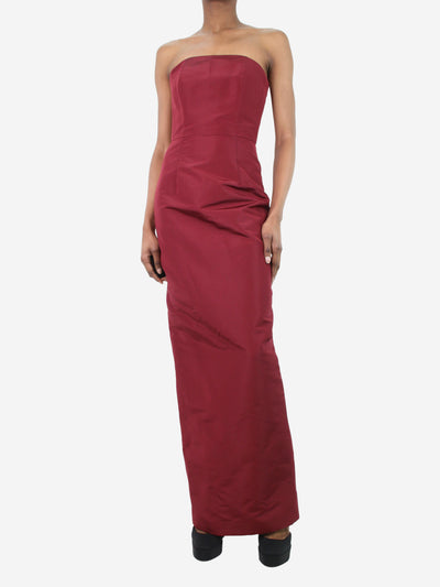 Burgundy silk strapless midi dress - size US 2 Dresses Alexia Maria 