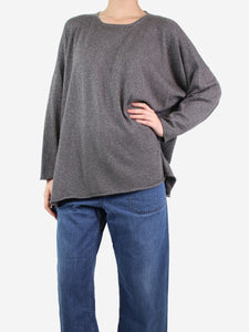 Eskandar Dark grey oversized lurex sweater - One Size