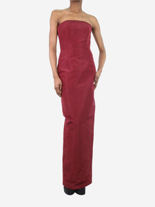 Alexia Maria Burgundy silk strapless midi dress - size US 2