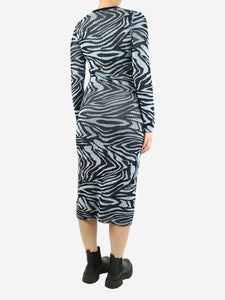 Stine Goya Blue abstract printed ribbed midi dress - size S