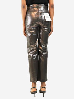 Metallic grey Le Sleek Straight jeans - size UK 8 Denim Frame 
