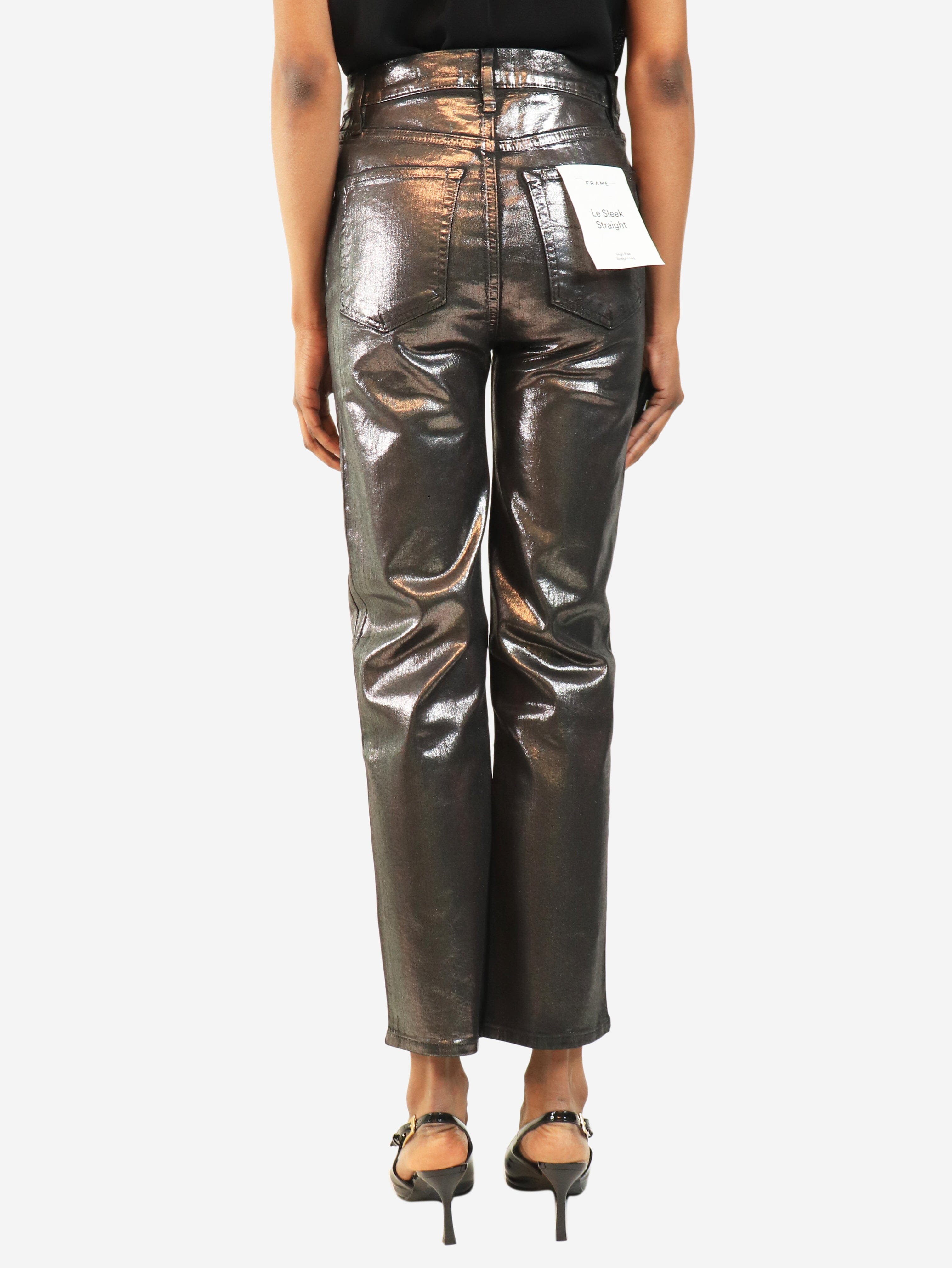 Metallic grey Le Sleek Straight jeans - size UK 8 Denim Frame 