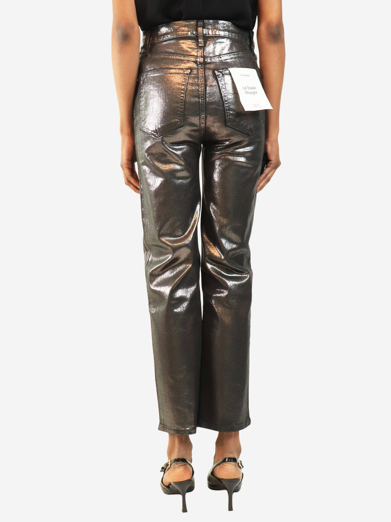 Metallic grey Le Sleek Straight jeans - size UK 8 Denim Frame 