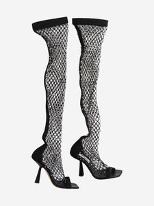Jimmy Choo Black Mixon 100 thigh high boots - size EU 37 (UK 4)