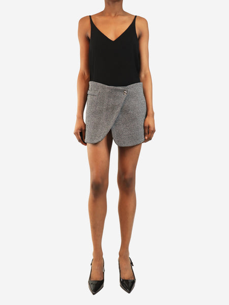 Grey wool mini skirt - size UK 8 alternate image