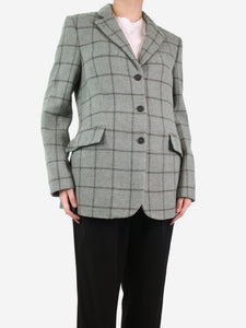 Holland & Holland Green tweed checkered blazer - size UK 12