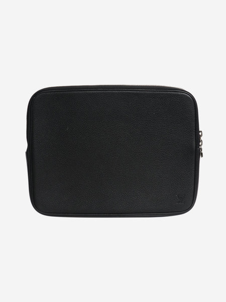 Black leather laptop case product image