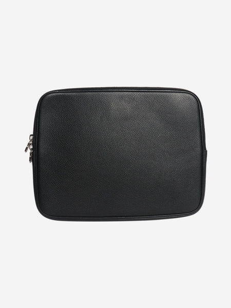 Black leather laptop case alternate image
