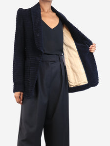 Chloe Navy single-breasted corduroy blazer - size UK 8
