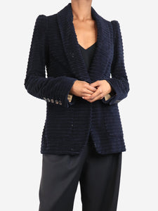 Chloe Navy single-breasted corduroy blazer - size UK 8