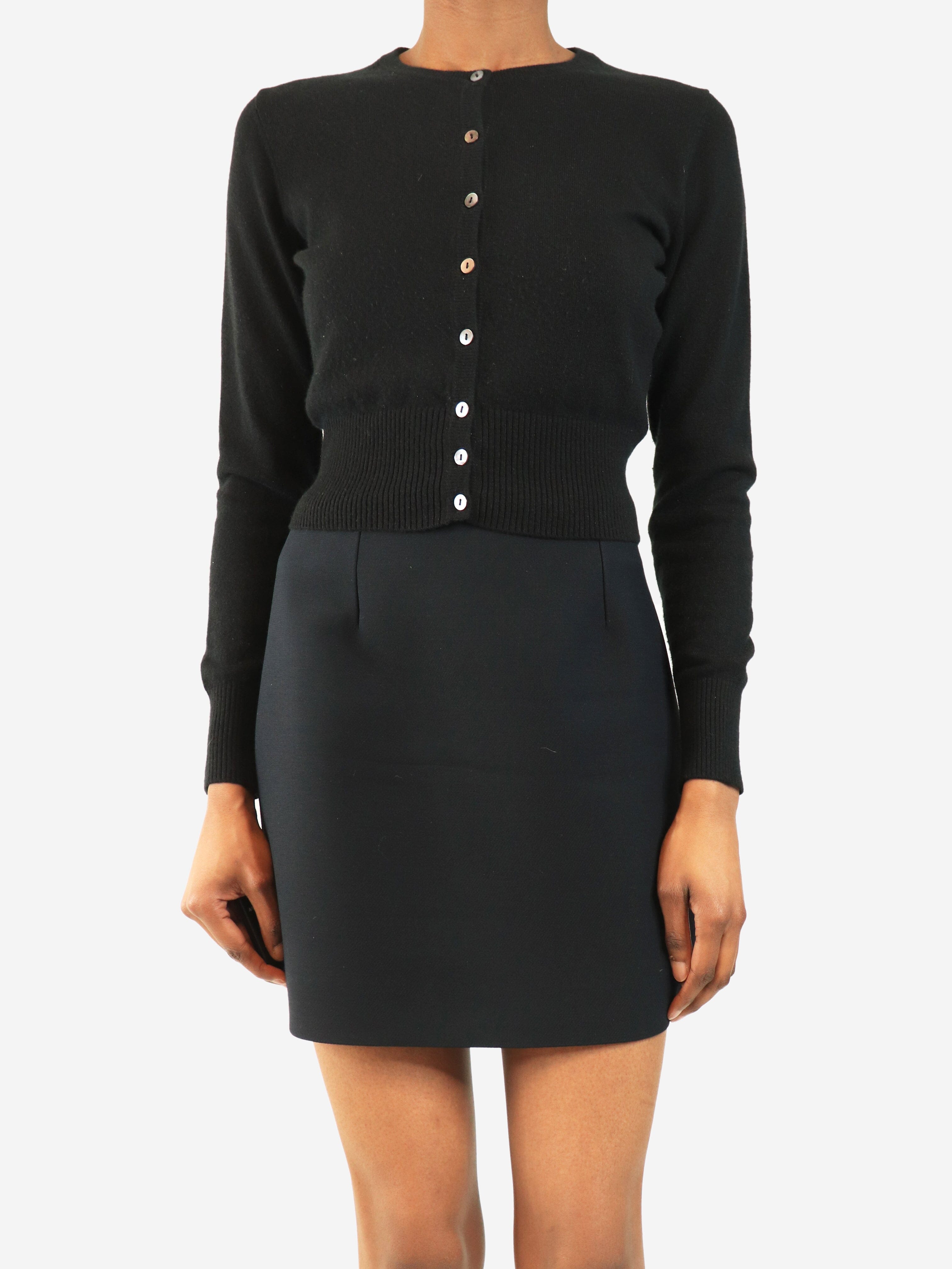 Black cashmere cropped cardigan - size XS Knitwear N.Peal 