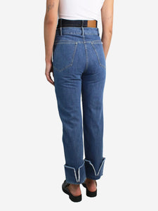 Rokh Blue denim double contrasting waistband jeans - size UK 8