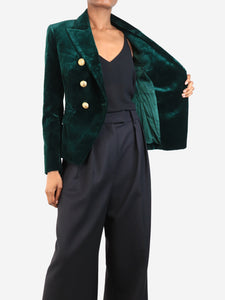 Balmain Emerald velvet double-breasted blazer - size UK 8