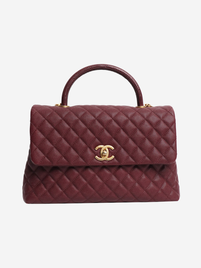 Maroon 2017 caviar leather quilted Coco Handle bag Top Handle Bags Chanel 