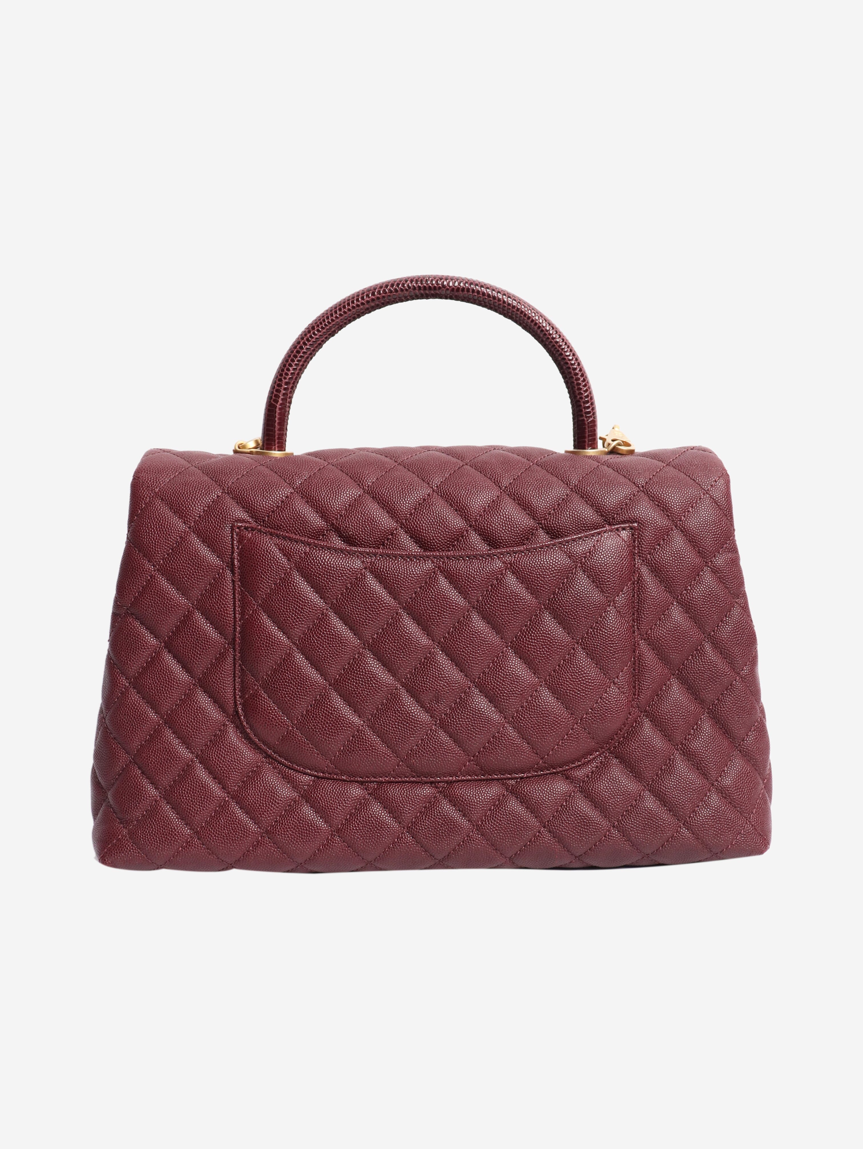 Maroon 2017 caviar leather quilted Coco Handle bag Top Handle Bags Chanel 