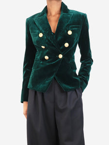 Balmain Emerald velvet double-breasted blazer - size UK 8